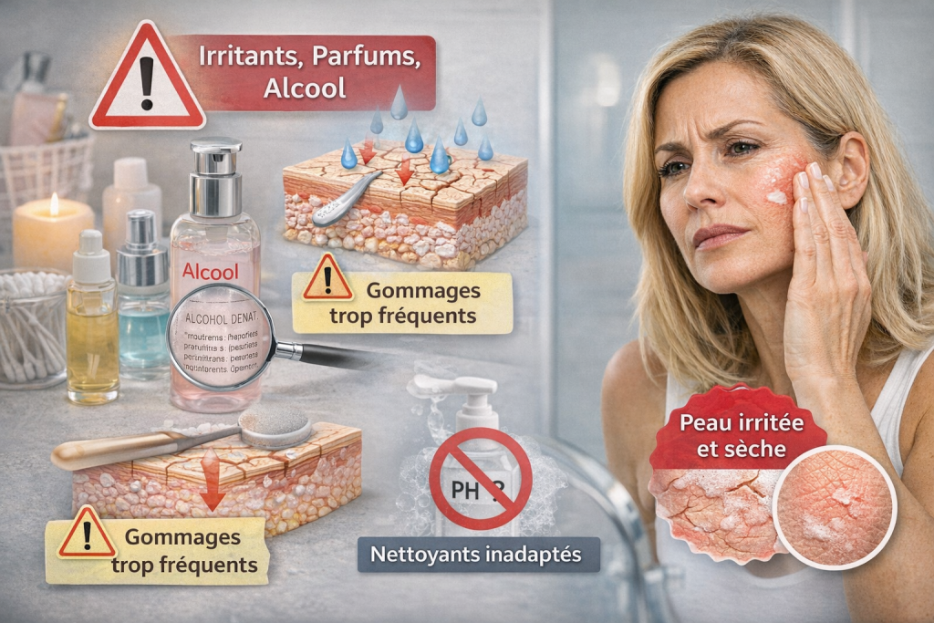 Peau sèche après 40 ans : causes - erreurs à éviter - solutions.