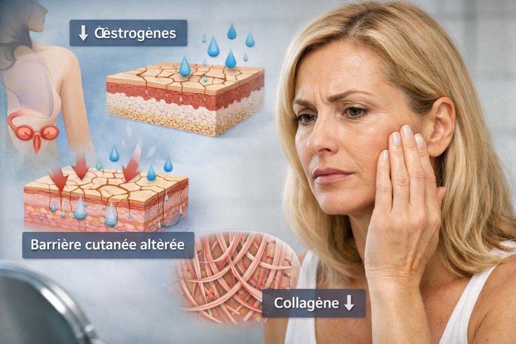 Peau sèche après 40 ans : causes - erreurs à éviter - solutions.
