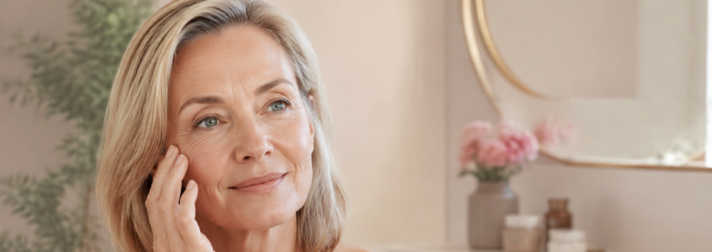 Problèmes de peau à la ménopause soins et solutions naturelles Femme prenant soin de sa peau à la ménopause avec de l’aloe vera